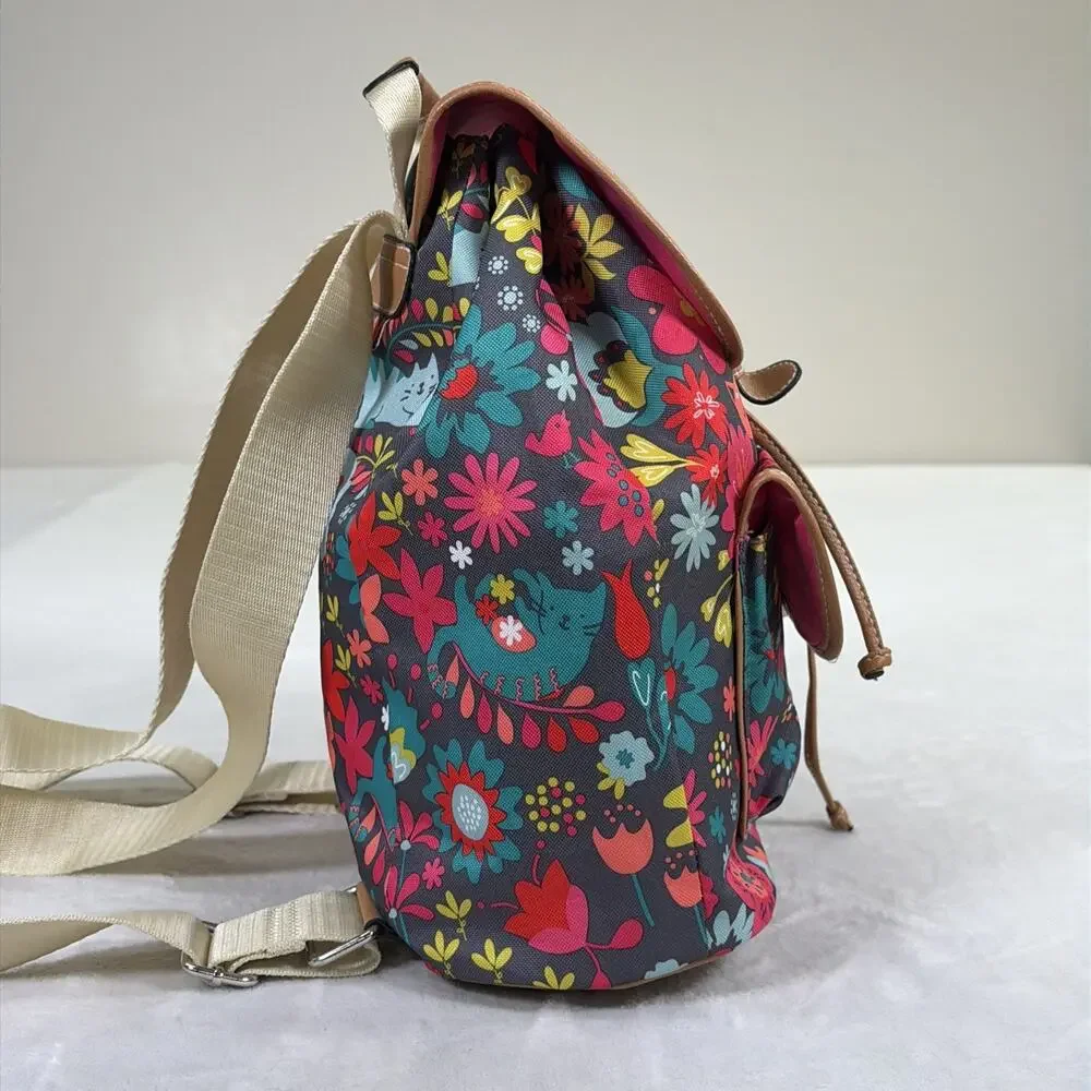 Lily Bloom Backpack Playful Garden Cats Eco-friendly Grey/Multi-Color Charity - Picture 4 of 15